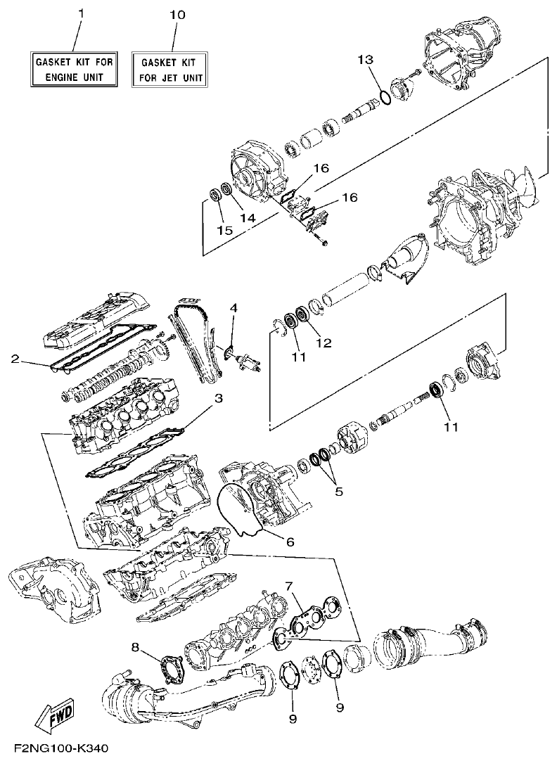 Yamaha F2NN REPAIR KIT 1 parts diagram
